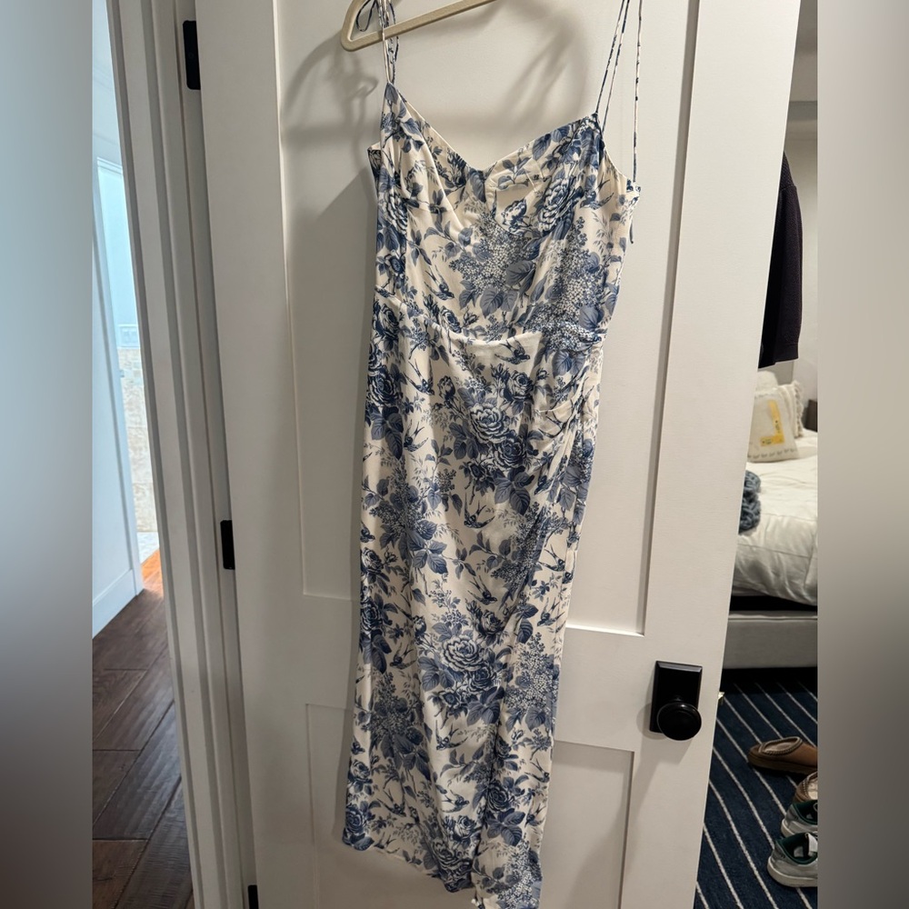 Reformation Blue and White Maxi Slip Dress